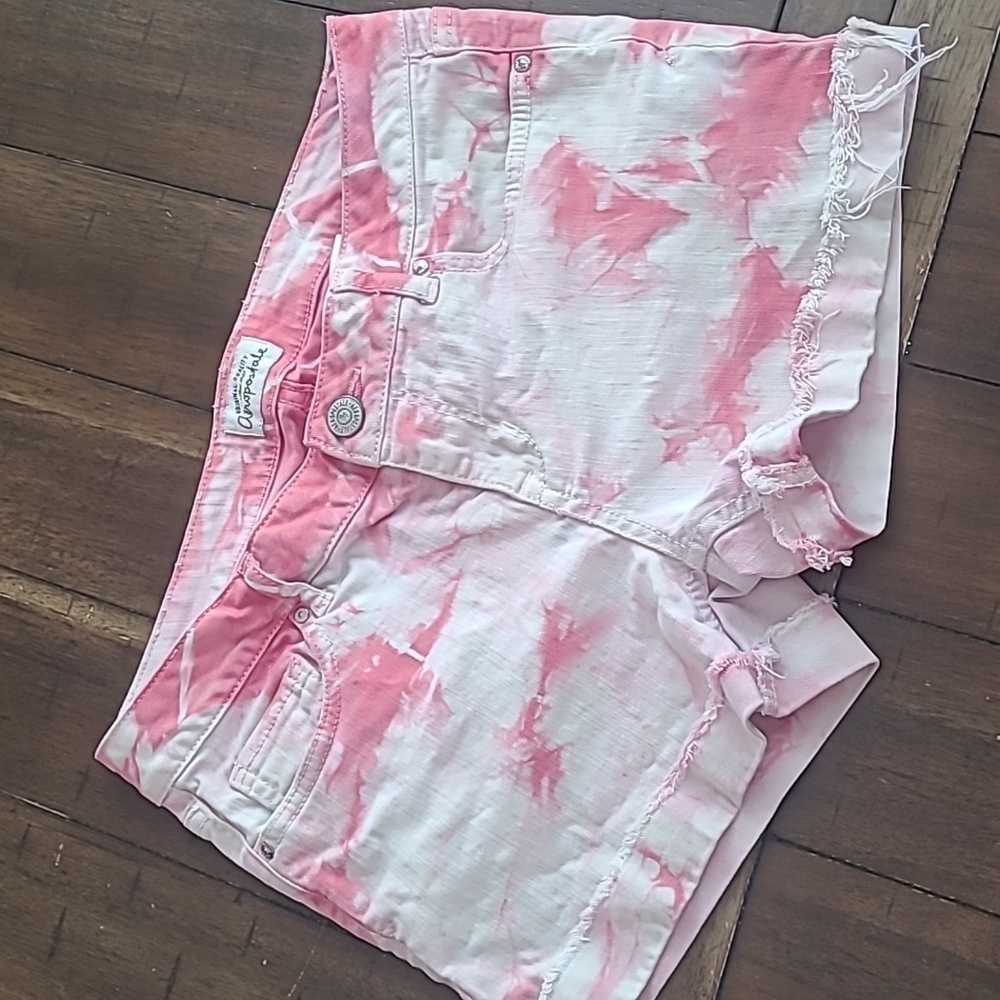 Aeropostale Ashley Ultra Skinny Pink Tie Dye Shorts size 9/10